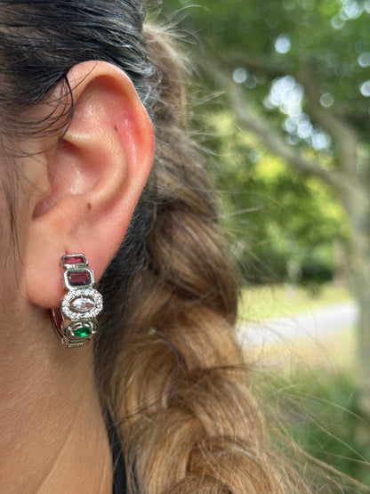 Tijdloze Luxe Gekleurde Kristal Hoepel Oorbellen-Staal - Lioraen - Sieraden