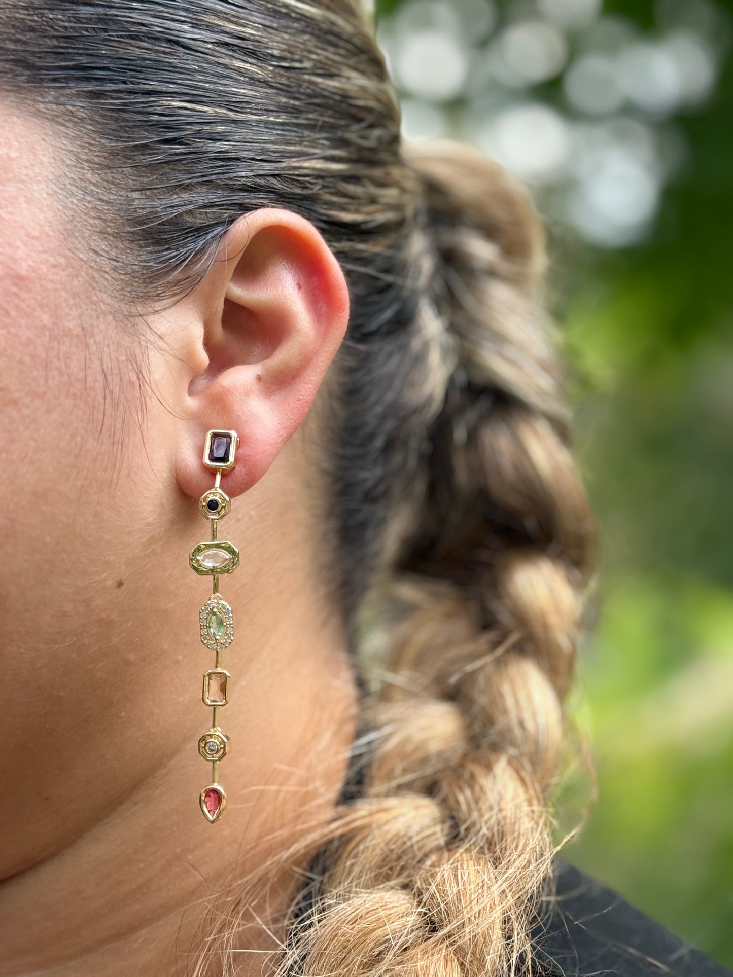 Zeven Elementen Stalen Oorbellen – Met Gekleurde Kristal - Lioraen - Sieraden