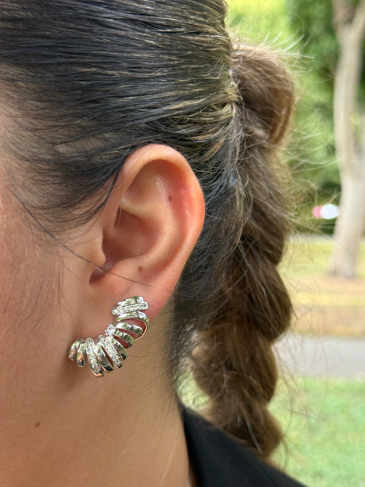 Veelzijdige Oorbellen met Zirkonen – Staal - Lioraen - Sieraden