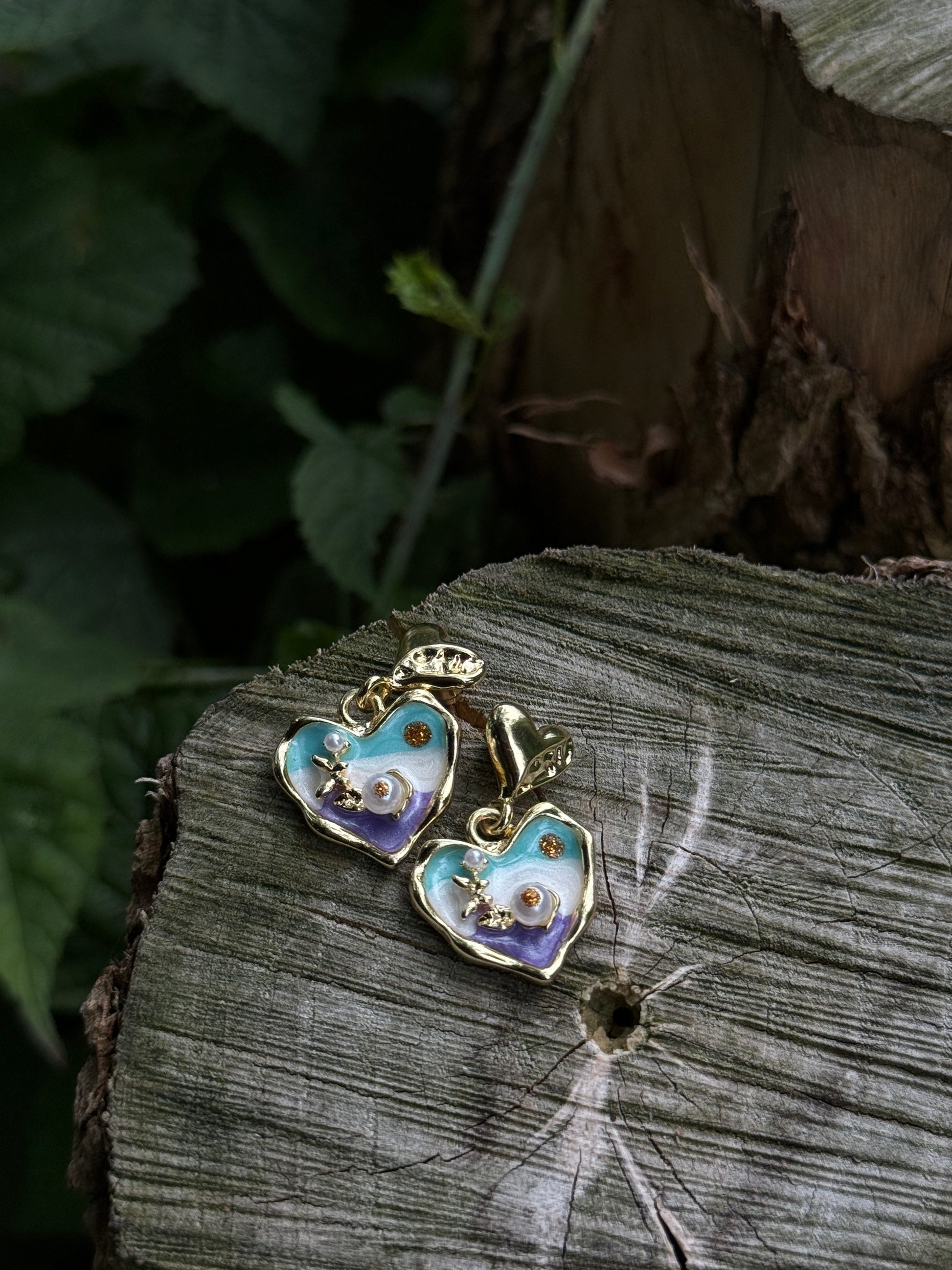 Ronde Oorbellen met Emaille en Parel – Staal - Lioraen - Sieraden