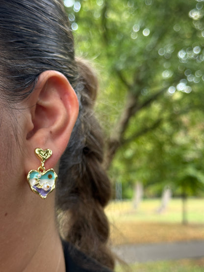 Ronde Oorbellen met Emaille en Parel – Staal - Lioraen - Sieraden