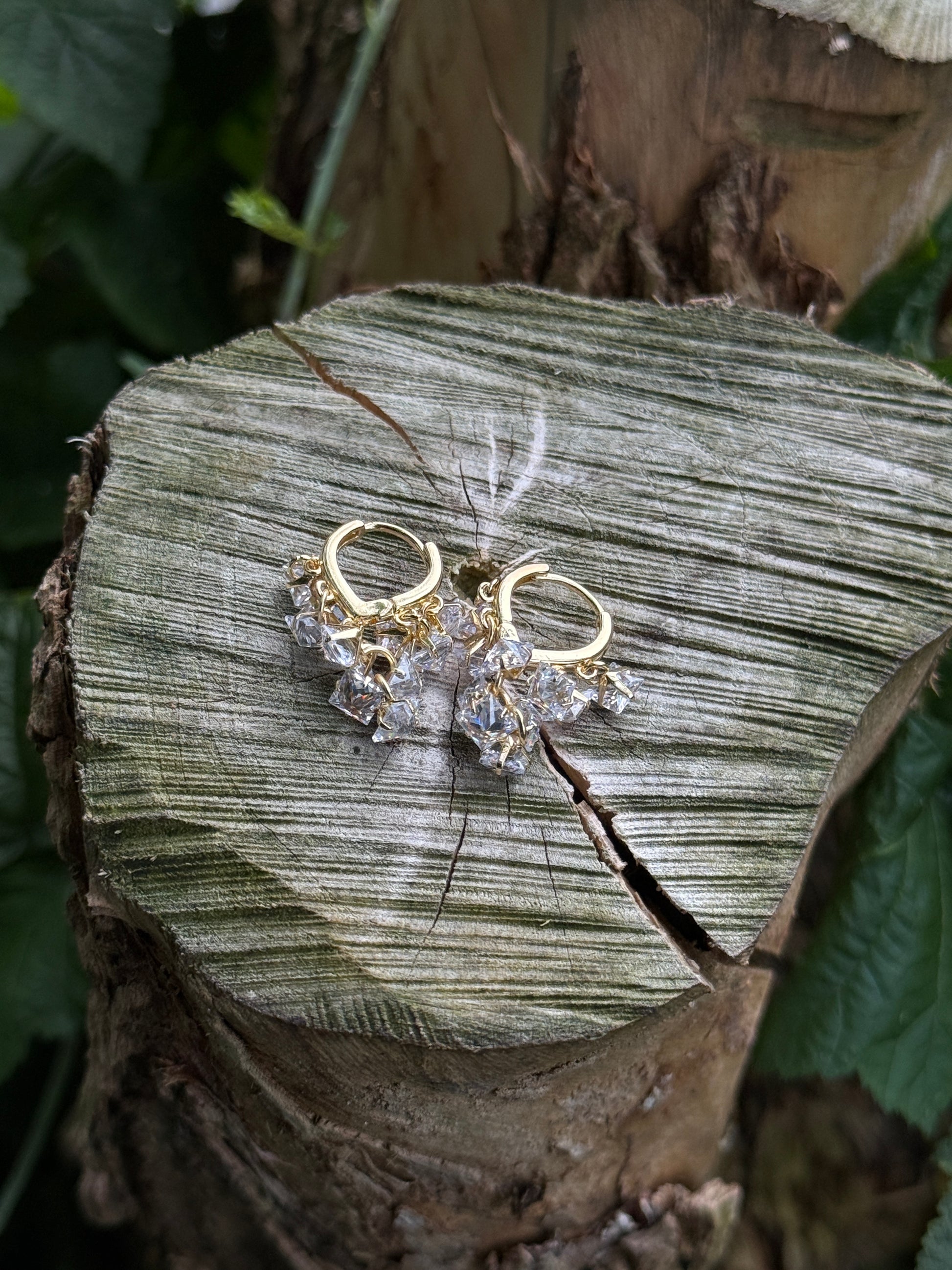 Transparante Kristallen Oorringen met Gouden Details – Staal - Lioraen - Sieraden