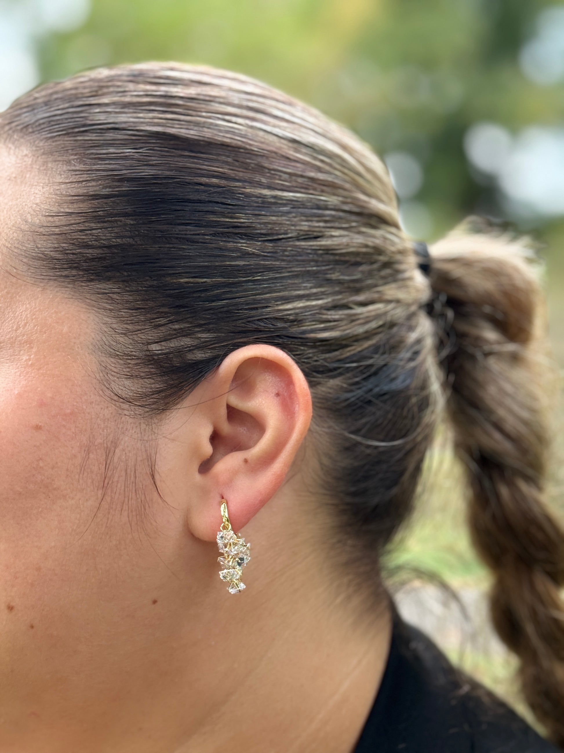 Druiventros Oorbellen met Kristallen – Staal - Lioraen - Sieraden