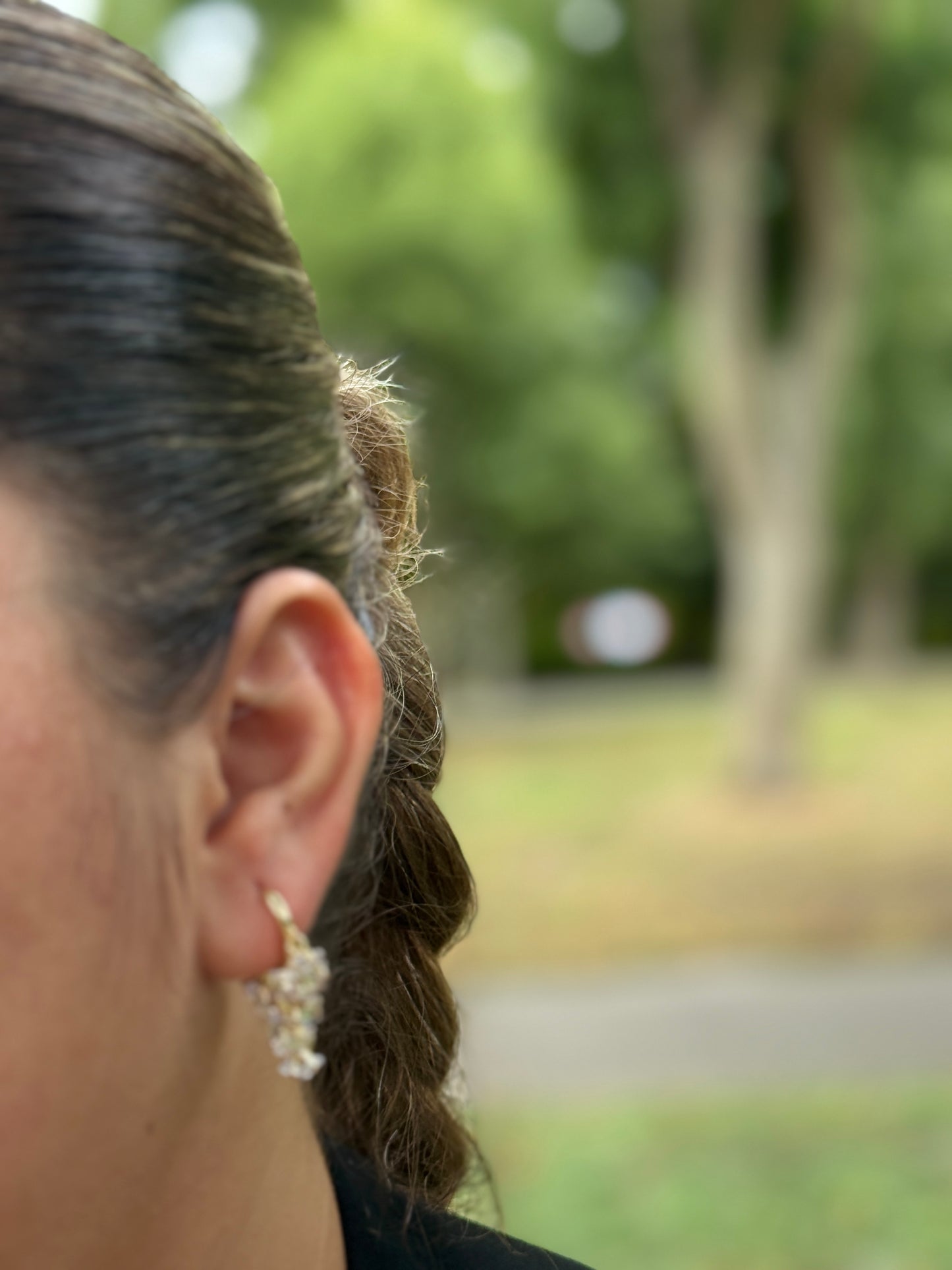 Druiventros Oorbellen met Kristallen – Staal - Lioraen - Sieraden