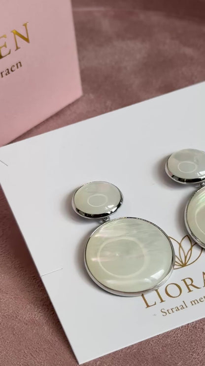 Oorbellen met Pareldetails, Hangend – Staal